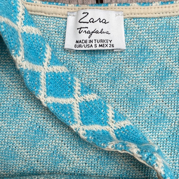[S] Zara Geo Print Crop Top | Blue/White - Picture 3 of 4